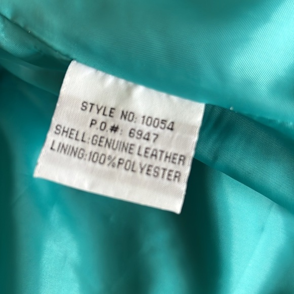 Sharif Studio Turquoise Suede Jacket with Metallic Print Detail - Size L - Picture 6 of 11